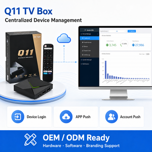 กล่องรับสัญญาณทีวี Q11 รุ่น 8K S905X4 แรม 4GB ความจุ 32GB ระบบปฏิบัติการ Android 14 รองรับ LAN 1000M  ไวไฟคู่ 8822CS บลูทูธ 4.2 รีโมทสั่งงานด้วยเสียง รองรับการส่งสัญญาณแอปพลิเคชัน Cherry TV <span class=keywords><strong>DRM</strong></span> OEM - Product Image 1