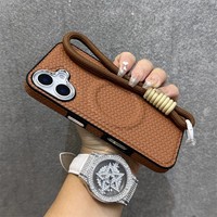 Étui de téléphone magnétique en similicuir tressé à motif animalier pour 18Pro Max 15 Pro 14 16 Plus 13 12