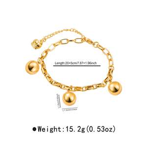 จี้หัวใจสแตนเลสสร้อยข้อมือผู้หญิงสีทองเครื่องประดับแฟชั่นกันน้ำสำหรับคู่รักของขวัญ - Product Image 2