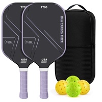 Raquette de pickleball rectangulaire en fibre de carbone T700, ensemble complet, best-seller, approuvée aux États-Unis, 220g