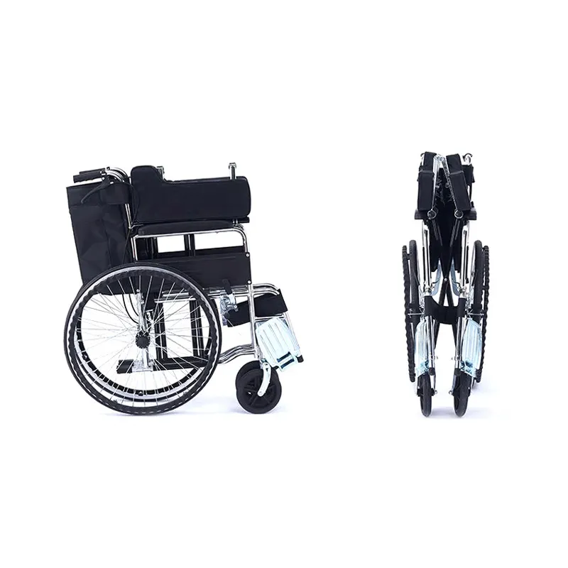 Soins de santé orthopédique léger adulte Chrome acier norme de base détachable fauteuil roulant pliant fauteuils roulants manuels