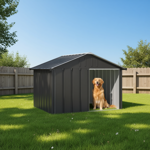 Casa para Perros de Acero Galvanizado Antracita 45.9x40.6x32.1 Pulgadas, Refugio Duradero para Mascotas en Exteriores para Perros Grandes - Product Image 2