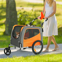 Remorque de vélo pour animaux de compagnie 2-en-1 : poussette, chariot de jogging et transporteur de voyage, adaptée aux vélos, chiens de petite et moyenne taille, chats, pliable et compacte