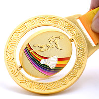 Médaille générale personnalisé bronze argent/or, plateau de badminton, de champion de basket-ball, jeu scolaire