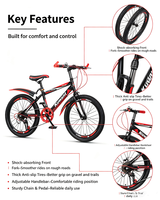 Vélo de montagne VTT pour enfants, avec amortisseur, vitesses variables, pneus antidérapants, garde-boue, pour garçons, cyclisme en plein air