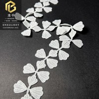 LEIXUSI 5cm Dentelle brodée soluble dans l'eau blanche pour col, poignets, ourlets, accessoires capillaires et vestimentaires, stock usine