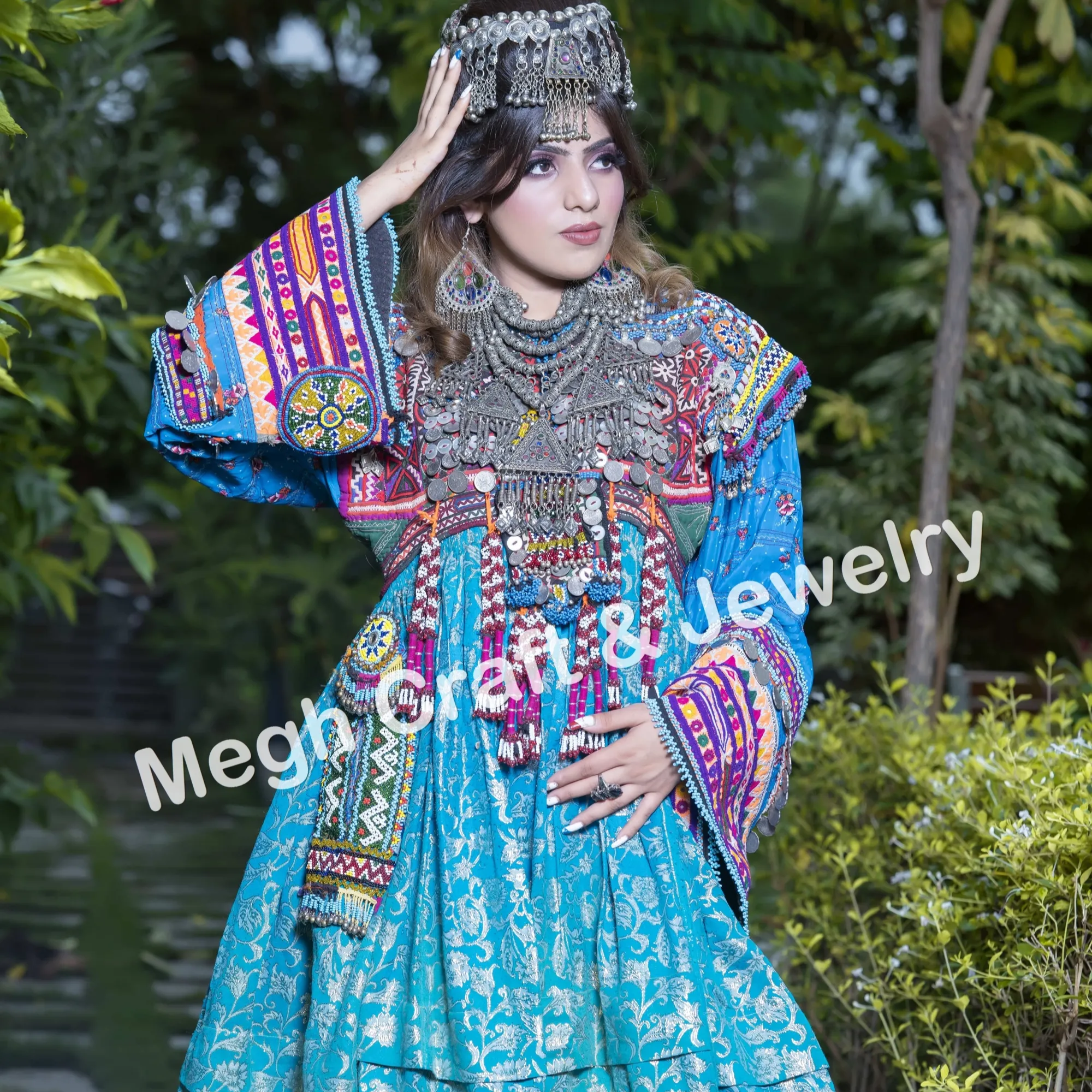 Afghan Wedding Anarkali Suit - Wedding Wear Heavy Anarkali Suit - Afghan Kuchi Dress - Anarkali style vintage kuchi dress