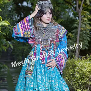 阿富汗婚礼Anarkali套装-婚礼穿厚重的Anarkali服装阿富汗库奇礼服-Anarkali风格复古库奇礼服