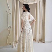 Robes de soirée en dentelle blanches en stock, robes de soirée pour femmes, robe en tissu dentelle, robe de soirée de luxe