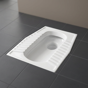 Vistaar Eastern White Squatting <b>Pan</b> Toilet <b>Ceramic</b> Sanitary Ware with Traditional African Design - Product Image 4