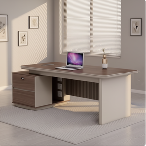 Escritorio de Oficina Moderno con Pedestal de Madera y Gabinete de Almacenamiento para Uso en Oficina en Casa, Diseño Minimalista, Estación de Trabajo Ejecutiva Independiente - Product Image 1