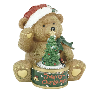 Árbol de Navidad Musical Animado con Luces LED de Poliresina, Estilo Europeo, Funciona con Pilas, Decoración Festiva para Interiores, Tren de Osos - Product Image 1