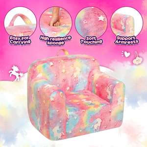 Fauteuil pour bébé en mousse haute densité qui brille dans le noir, fauteuil de lecture portable pour tout-petits avec housse en sherpa amovible et lavable - Product Image 4