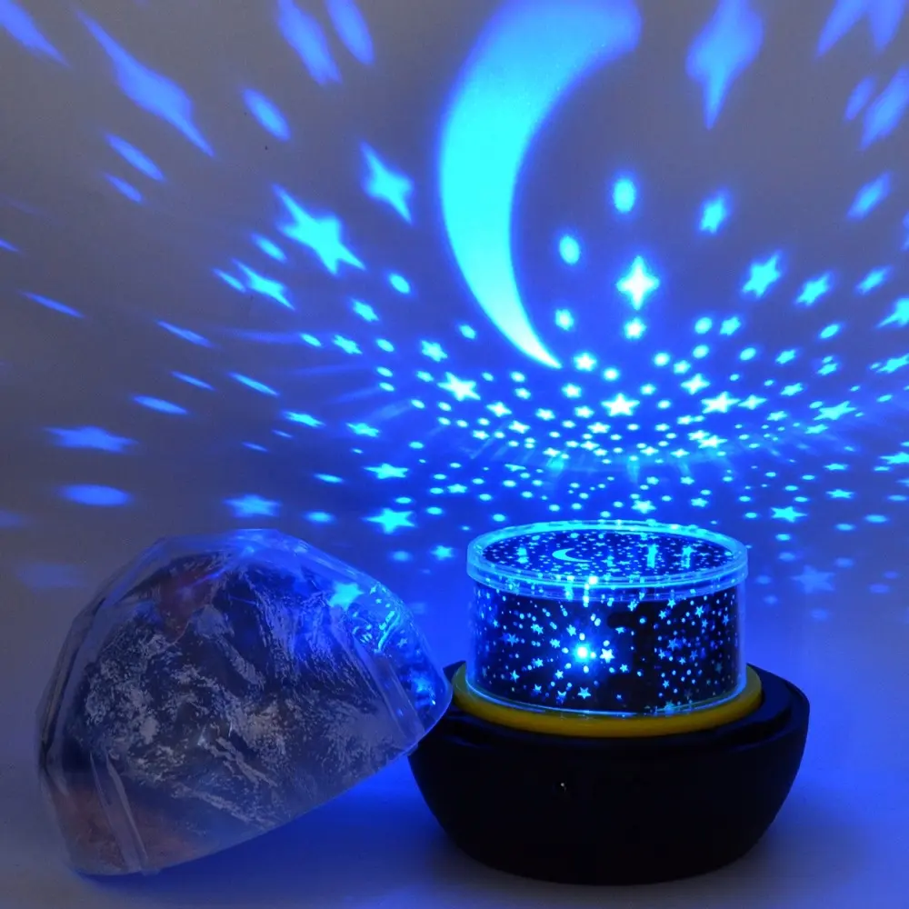 Frete Grátis Luz Da Noite Céu Estrelado Terra Universo Planeta Magia Projector Lâmpada LED Colorido Girar Estrela Piscando para Crianças Do Bebê