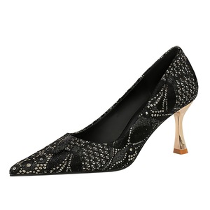 Giày nữ tiệc Bigtree 1818-50, Giày cao gót, da lộn xishi, cắt nông, Khóa Kim Cương nước nhọn, kim loại trang trí Hi - Product Image 3