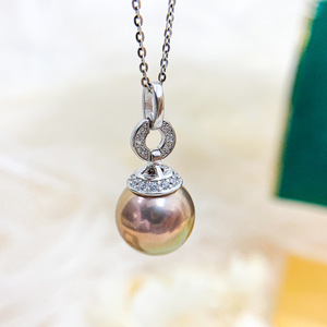 Pendentif en argent WENCHI S925 avec perles rondes de 9 à 15 mm, accessoires de mode DIY, collier pour femmes, modèle 10490, Chine - Product Image 1