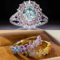 Bague ajustable R22 en laiton plaqué argent avec zircone cubique œuf de pigeon, grappe de fleurs colorées, bijoux de luxe tendance, vente en gros