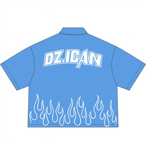 T-shirt Polo Unisexe Personnalisé à Fermeture Éclair, Impression DTG et Sérigraphie, Coupe Ample et Épaisse, T-shirts Graphiques Boxy pour Hommes - Product Image 2