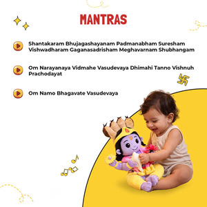 Peluche douce musicale du Seigneur Vishnu pour enfants, jouet sûr en tissu, jouet éducatif culturel hindou pour la connaissance des chants et des mantras - Product Image 2