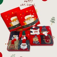 Chaussettes cadeaux jacquard personnalisées de haute qualité Coffret cadeau jetable et antidérapant de conception libre pour Noël Vente en gros Bienvenue OEM