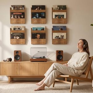 Wooden Record Storage Rack Solid Wood <b>Vinyl</b> Display CD Organizer <b>Wall</b> Mount Home Decor - Product Image 2