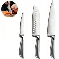 Bestverkochte RVS messenset (3-delig) Ambidextrous ergonomische handgrepen Vaatwasmachinebestendig Minimalistische aangepaste logo's