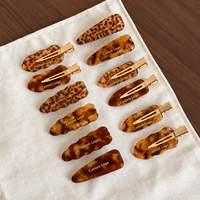 Barrettes à cheveux personnalisées DongDong avec logo, sans plis, pour maquillage et soins de la peau, pinces crocodiles en acétate couleur caramel