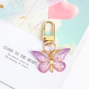 Nouveau dégradé coloré papillon acrylique porte-clés sac pendentif décorations pour femmes filles mode délicat porte-clés cadeaux - Product Image 6