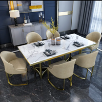 Ensemble de table et chaises de salle à manger Ther Home Furniture, table de restaurant avec plateau en verre ou en marbre, 6 places