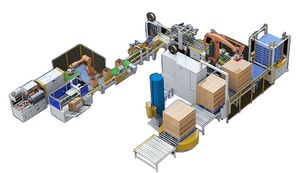 PLC servo tự động Phía sau dây chuyền đóng gói mềm gói carton erector đóng gói Sealer Robot xếp chồng máy cho lon trường hợp giấy kim loại - Product Image 2