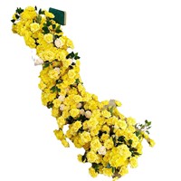Grande guirlande de fleurs artificielles en soie, réaliste, faite à la main, parfumée, jaune, avec hortensias et roses, pour décorations d'événements, de Noël et de Pâques