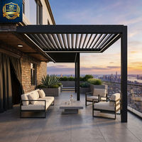Pergola motorisée en aluminium LYN pour extérieur, à lames orientables, imperméable, ignifuge, pare-soleil, auvent de terrasse 5x5x3M