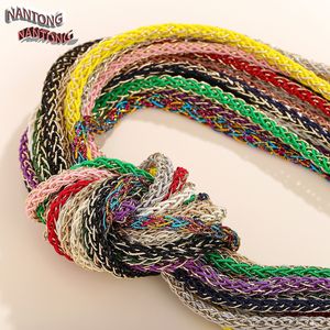 Cordon tressé 4 brins Nantong 5 mm coloré avec fil doré, style ethnique, pour artisanat DIY - Product Image 2