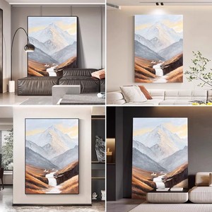 Hand Painted Oil Painting Golden Mountains Landscape Large Size Modern Minimalist Living Room Sofa Background Wall Art Decor - Product Image 3