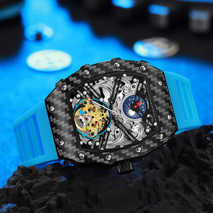 Carbon Fiber Style <b>Skeleton</b> Fashion Luxury Men Tourbillon <b>Automatic</b> Mechanical Wrist <b>Watch</b> - Product Image 5
