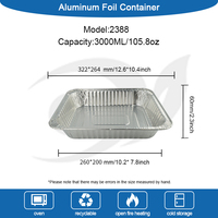 Récipient alimentaire jetable 322*264*60mm à emporter en aluminium Rectangle 3000ml