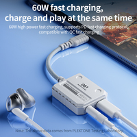 Plextone GS1 2-in-1 Adapter USB-C auf 3,5mm Kopfhöreranschluss Adapter Typ C zu Audio-Kabel Hi-Res 60W Schnelllade-Adapter