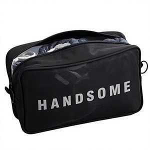 Wholesale Custom Logo Black Zipper Pouch Plastic Eco-Friendly Vintage Makeup <b>Bag</b> Trendy Toiletry <b>Bag</b> Travel Bathroom Jewelry - Product Image 1