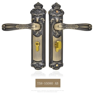Cerradura de Puerta de Latón Macizo Estilo <span class=keywords><strong>Real</strong></span> Europeo, Exquisita Cerradura de Embutir de Cobre Rojo Antiguo Tallada para Puerta de Entrada de Villa de Madera - Product Image 4