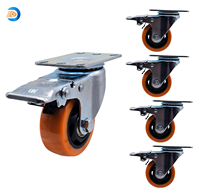 Roulettes pivotantes robustes de 3 pouces avec frein, capacité de charge de 80 kg, roulettes de remplacement pour chariot, roulettes pivotantes avec frein