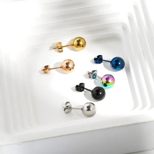Gold Plated Stainless Steel Ear <b>Stud</b> Round Titanium Peas Ball Bead <b>Earrings</b> rainbow 2-8mm Stainless Steel Ball <b>Stud</b> <b>Earrings</b> - Product Image 4