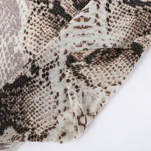 Unique designs animal printing pattern poly spandex snake skin metallic fabric for cloth