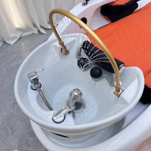 Lit de lavage électrique de luxe pour salon de coiffure et barbier, avec massage, circulation d'eau, vapeur et spa capillaire - Product Image 4