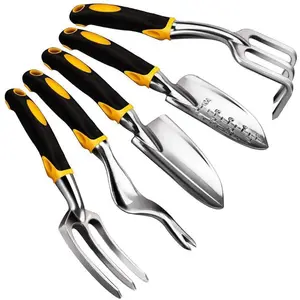 Girui Ergonomische Tuin Tool Set Voor Tuinman-5 Pcs (Troffel, Transplanter, Cultivator, Wieder, wieden Vork)