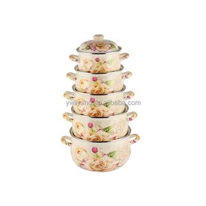 5pcs/set Kitchen Accessories Enamel <strong>Mussel</strong> <strong>Pot</strong> with Lid Mussle Enamel <strong>Pot</strong> Set Cookware - Product Image 4