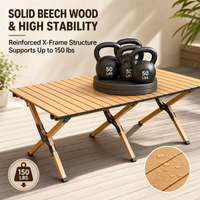 Table de camping pliante avec sac, table de pique-nique portable en aluminium, table de plage à faible hauteur, idéale pour l'extérieur