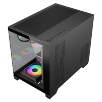Boîtier PC de jeu MicroATX Mid Tower avec double verre trempé, supportant la refroidissement liquide 240 mm, châssis d'ordinateur de bureau à haut débit d'air