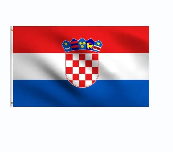 Deluxe Nieuwe 100% Polyester 3X5 Ft Kroatië Met Canvas Header Dubbel Bedrukt Kroatische Bannervlag