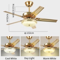Ventilateur de plafond moderne YESHENG C147 de 52 pouces à 5 pales avec moteur DC LED, lumière et télécommande pour salon