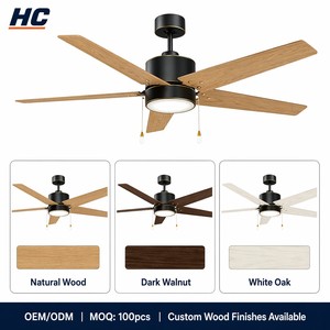 Ventilador de techo LED HC de 52 pulgadas con motor DC, 5 aspas, diseño moderno para sala de estar, montaje empotrado, 5 aspas, color negro - Product Image 6